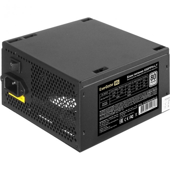 Блок питания 650W EXEGATE 80 PLUS® 650PPH-LT-S-OEM ATX, APFC, КПД 82% (80 PLUS)SC EX282057RUS Блок питания 650W EXEGATE 80 PLUS® 650PPH-LT-S-OEM ATX, APFC, КПД 82% (80 PLUS)SC EX282057RUS