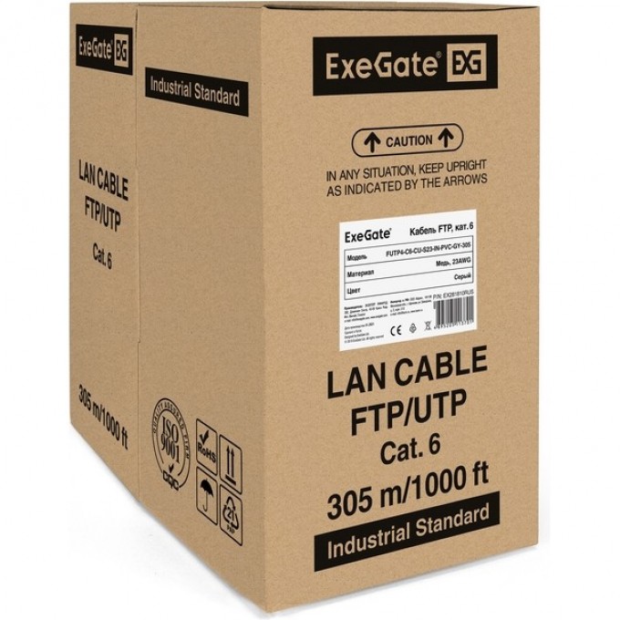 Кабель EXEGATE FUTP4-C6-CU-S23-IN-PVC-GY-305 FTP EX281810RUS Кабель EXEGATE FUTP4-C6-CU-S23-IN-PVC-GY-305 FTP EX281810RUS