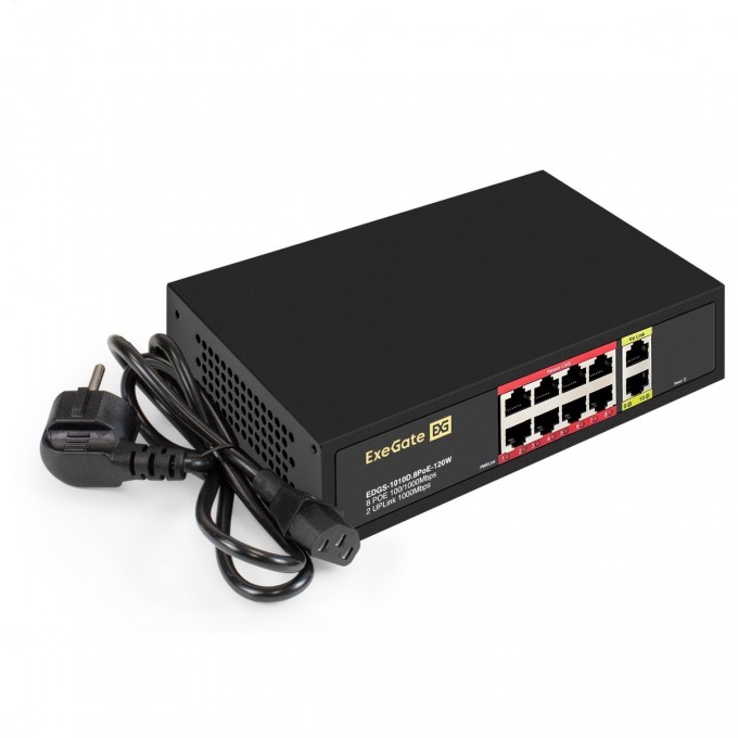 Коммутатор неуправляемый EXEGATE EDGS-1010D.8POE-120W EX299023RUS Коммутатор неуправляемый EXEGATE EDGS-1010D.8POE-120W EX299023RUS