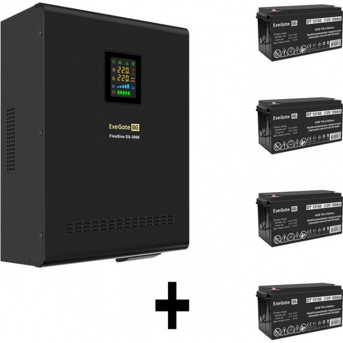 Комплект EXEGATE ИБП EX296003RUS + батарея 150Aч EX282990RUS 4шт EX296651RUS Комплект EXEGATE ИБП EX296003RUS + батарея 150Aч EX282990RUS 4шт EX296651RUS